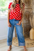 Star Print Contrast Binding Tape Detail Tunic Top