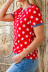 Star Print Contrast Binding Tape Detail Tunic Top