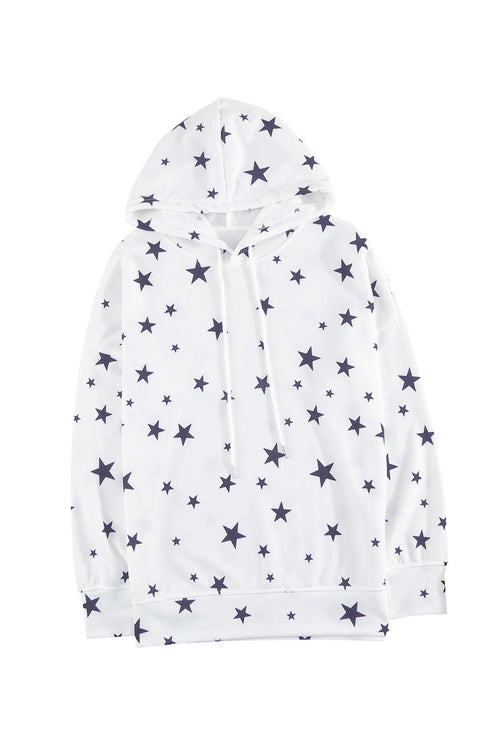 Star Print Hoodie With Side Slits
