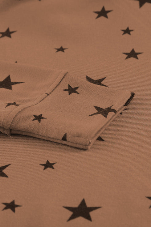 Star Print Hoodie With Side Slits