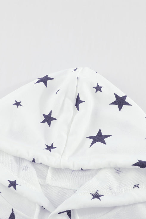 Star Print Hoodie With Side Slits