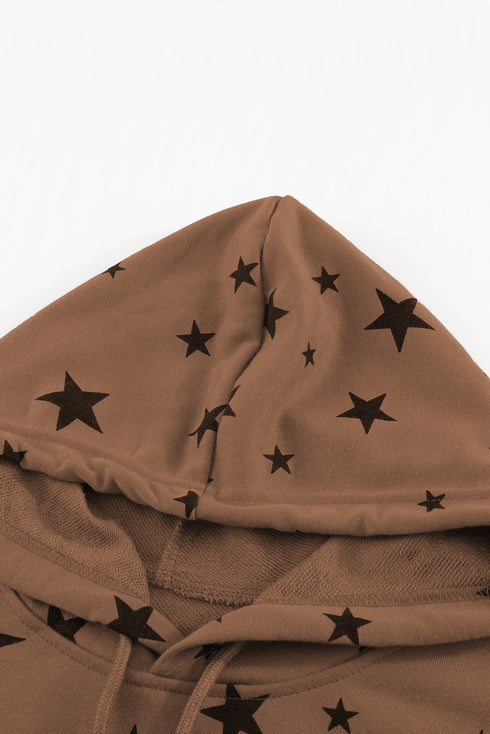 Star Print Hoodie With Side Slits