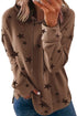 Star Print Hoodie With Side Slits