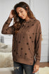 Star Print Hoodie With Side Slits