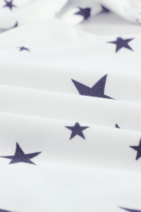 Star Print Hoodie With Side Slits
