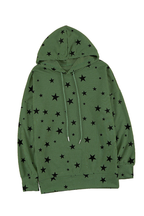 Star Print Hoodie With Side Slits