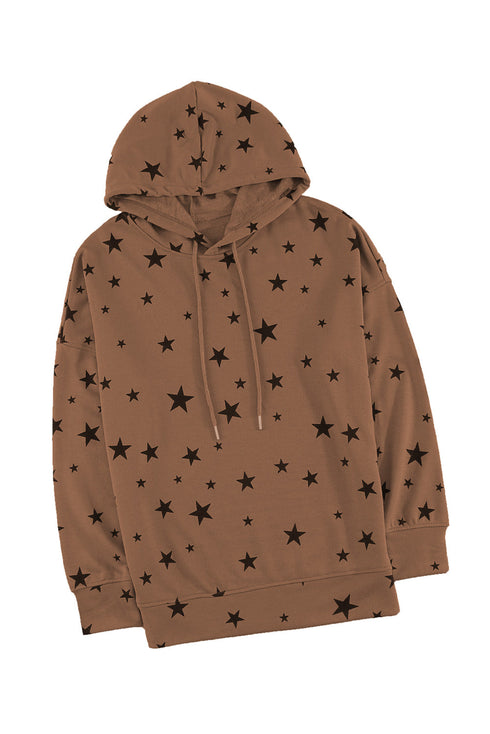 Star Print Hoodie With Side Slits