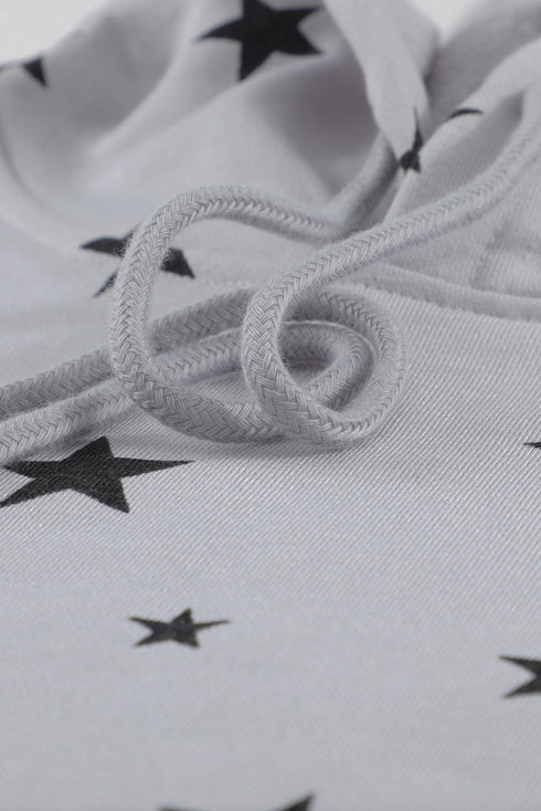 Star Print Hoodie With Side Slits