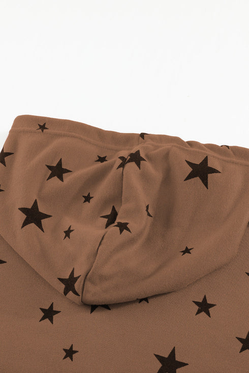 Star Print Hoodie With Side Slits