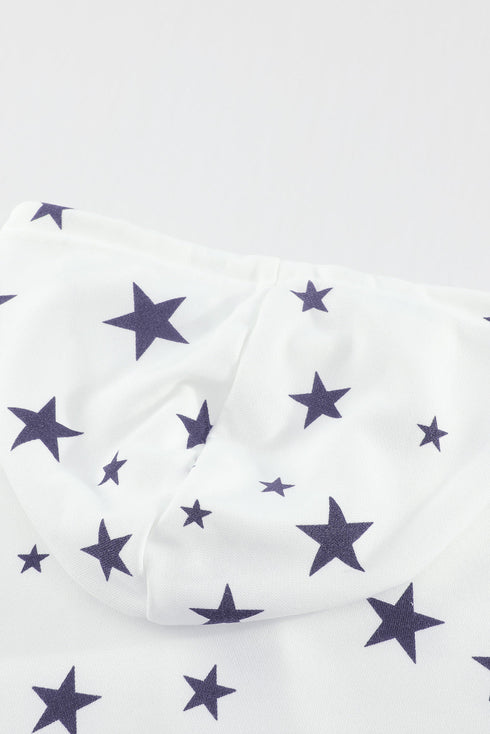 Star Print Hoodie With Side Slits