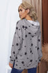 Star Print Hoodie With Side Slits