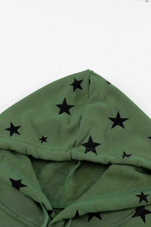 Star Print Hoodie With Side Slits