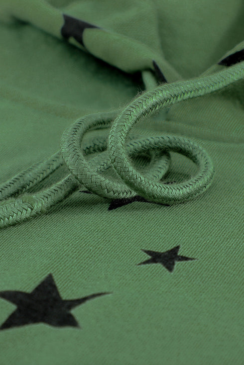 Star Print Hoodie With Side Slits