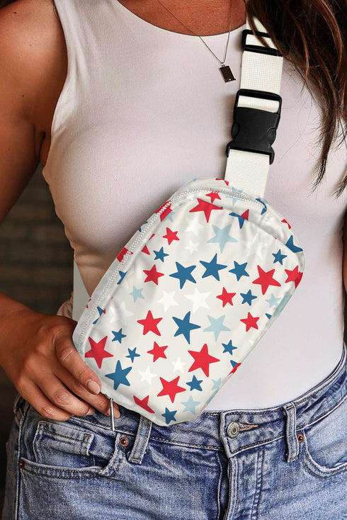 Star Print Nylon Adjustable Buckle Strap Crossbody Bag