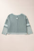 Star Print Patchwork Applique Round Neck Long Sleeve Top