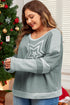 Star Print Patchwork Applique Round Neck Long Sleeve Top