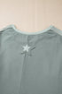 Star Print Patchwork Applique Round Neck Long Sleeve Top
