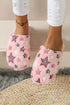 Star Print Plush Fleece Open Toe Slide Slippers