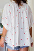 Star Print Puff Sleeve Button Down Shirt