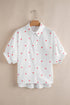 Star Print Puff Sleeve Button Down Shirt