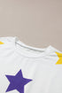 Star Print Raglan Sleeve A Line Tunic Top