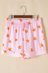 Star Print Short Sleeve Button Front Pajama Set