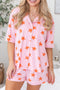 Star Print Short Sleeve Button Front Pajama Set