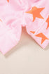 Star Print Short Sleeve Button Front Pajama Set
