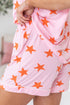 Star Print Short Sleeve Button Front Pajama Set