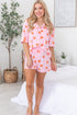 Star Print Short Sleeve Button Front Pajama Set
