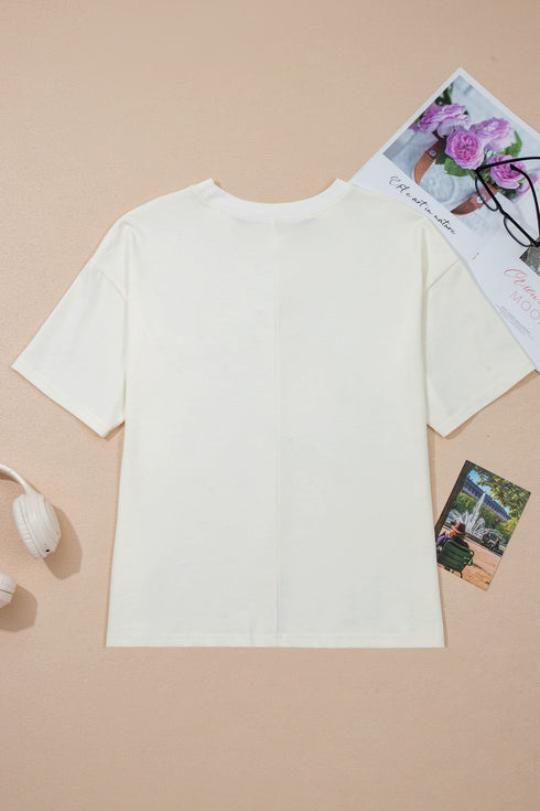 Star Print Studded Detail Cotton Jersey Top