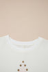 Star Print Studded Detail Cotton Jersey Top