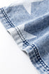 Star Print Washed Drawstring Elastic Waist Wide Leg Jeans