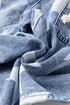 Star Print Washed Drawstring Elastic Waist Wide Leg Jeans
