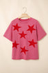 Star Printed Mineral Wash Casual Cotton T Shirt