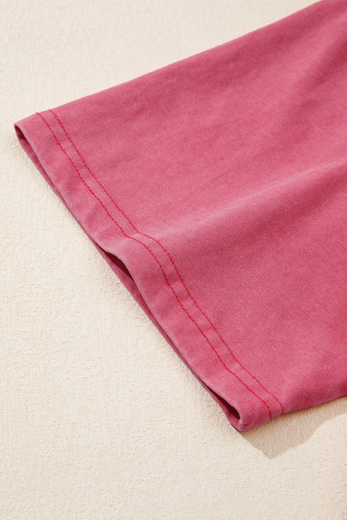 Star Printed Mineral Wash Casual Cotton T Shirt