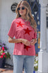 Star Printed Mineral Wash Casual Cotton T Shirt