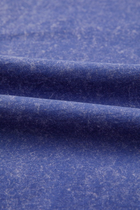 Star Printed Mineral Wash Casual Cotton T Shirt