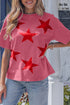 Star Printed Mineral Wash Casual Cotton T Shirt