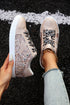 Star Sequin Patchwork Leopard Print Lace Up Sneakers