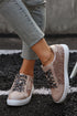 Star Sequin Patchwork Leopard Print Lace Up Sneakers