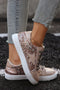 Star Sequin Patchwork Leopard Print Lace Up Sneakers