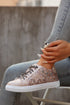 Star Sequin Patchwork Leopard Print Lace Up Sneakers