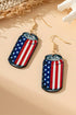Star Stripe Pattern Wood Drink Can Hook Earrings