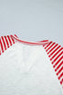 Star Stripe Print Patchwork Applique Short Sleeve Top