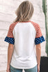 Star Stripe Print Patchwork Applique Short Sleeve Top