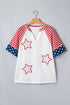 Star Stripe Print Patchwork Applique Short Sleeve Top