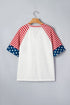 Star Stripe Print Patchwork Applique Short Sleeve Top