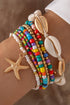 Starfish And Seashell Charm Beaded Stretch Bracelet Set