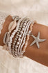 Starfish And Seashell Charm Beaded Stretch Bracelet Set